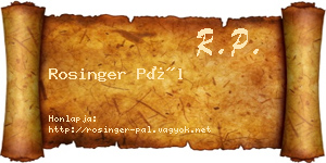 Rosinger Pál névjegykártya